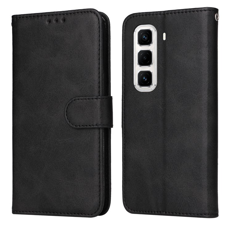 For Infinix Hot 50 Pro+ 4G Case Wallet PU Leather Folio Flip Phone Cover - Black