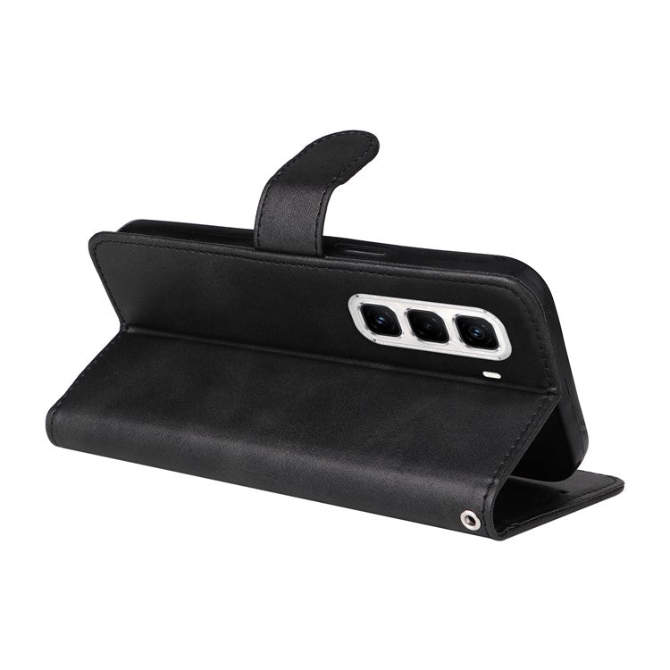 For Infinix Hot 50 Pro+ 4G Case Wallet PU Leather Folio Flip Phone Cover - Black