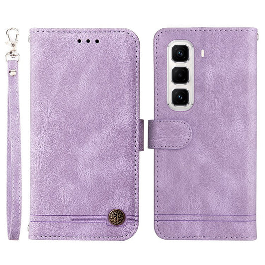 For Infinix Hot 50 Pro+ 4G Wallet Case Skin Touch Leather Phone Cover Tree Pattern Hardware - Purple
