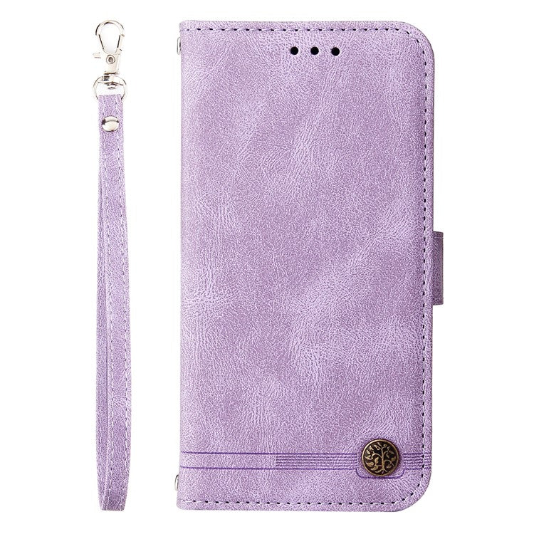 For Infinix Hot 50 Pro+ 4G Wallet Case Skin Touch Leather Phone Cover Tree Pattern Hardware - Purple
