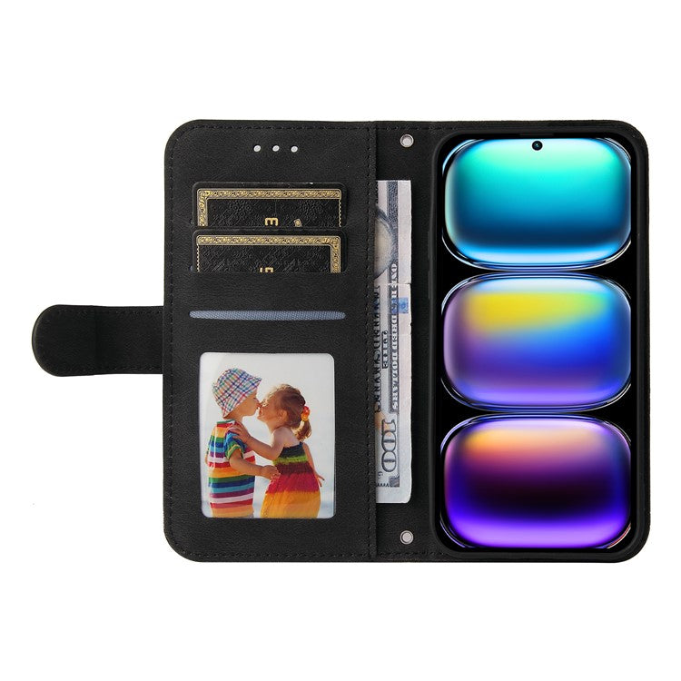 For Infinix Hot 50 Pro+ 4G Wallet Case Skin Touch Leather Phone Cover Tree Pattern Hardware - Black