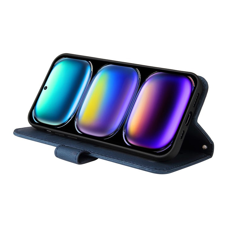 For Infinix Hot 50 Pro+ 4G Wallet Case Skin Touch Leather Phone Cover Tree Pattern Hardware - Blue