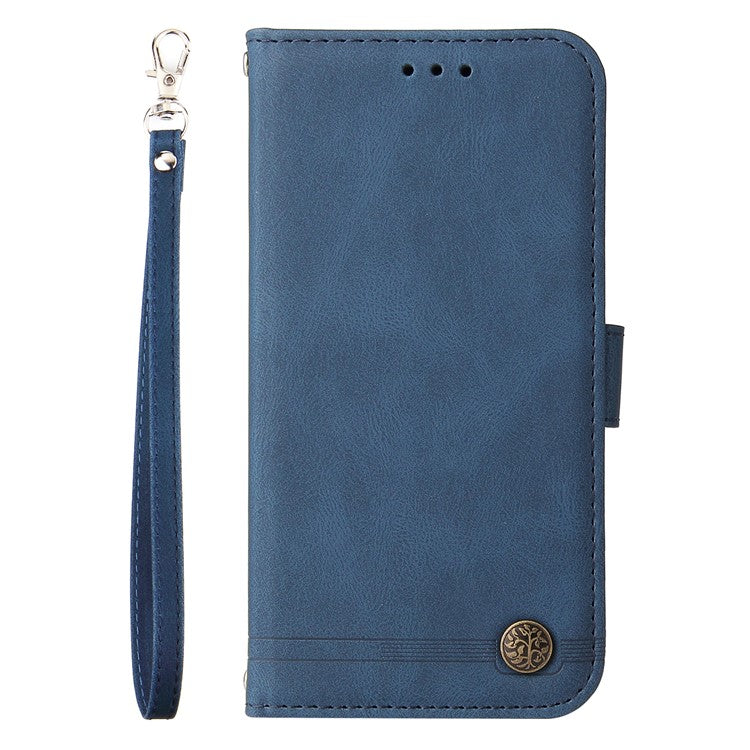 For Infinix Hot 50 Pro+ 4G Wallet Case Skin Touch Leather Phone Cover Tree Pattern Hardware - Blue
