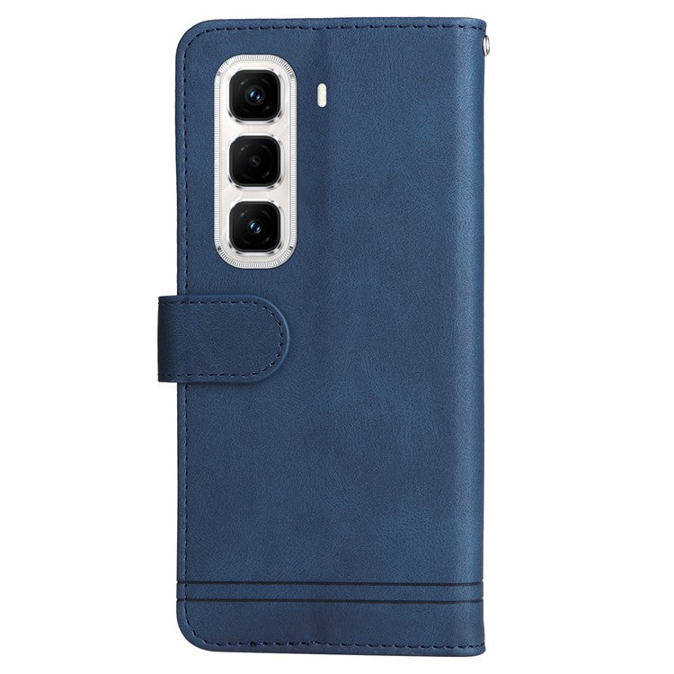 For Infinix Hot 50 Pro+ 4G Wallet Case Skin Touch Leather Phone Cover Tree Pattern Hardware - Blue