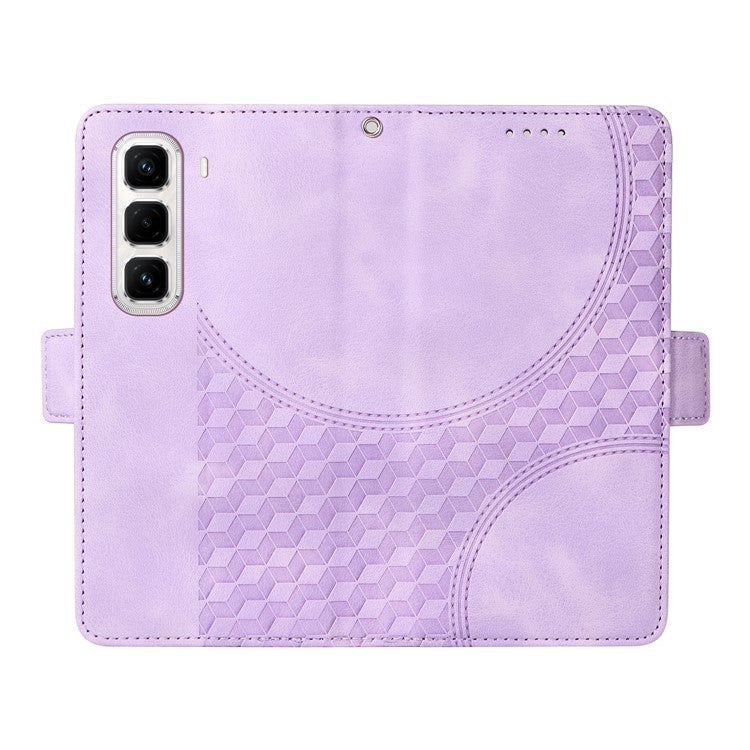 For Infinix Hot 50 Pro+ 4G Case PU Leather Phone Cover Rhombus Starry Imprinted - Purple