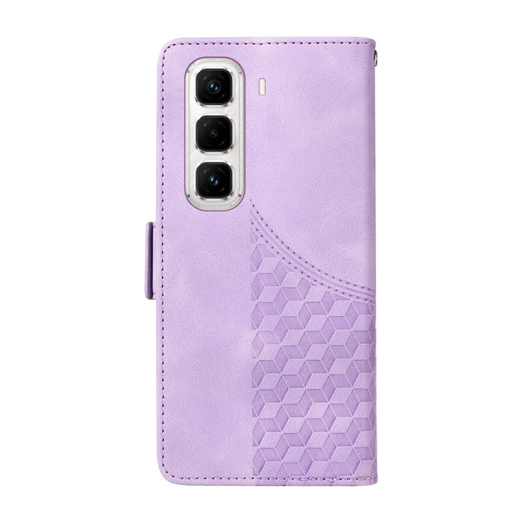 For Infinix Hot 50 Pro+ 4G Case PU Leather Phone Cover Rhombus Starry Imprinted - Purple