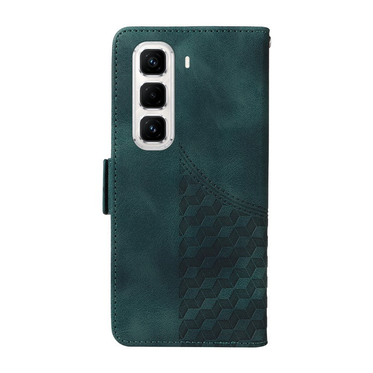 For Infinix Hot 50 Pro+ 4G Case PU Leather Phone Cover Rhombus Starry Imprinted - Green