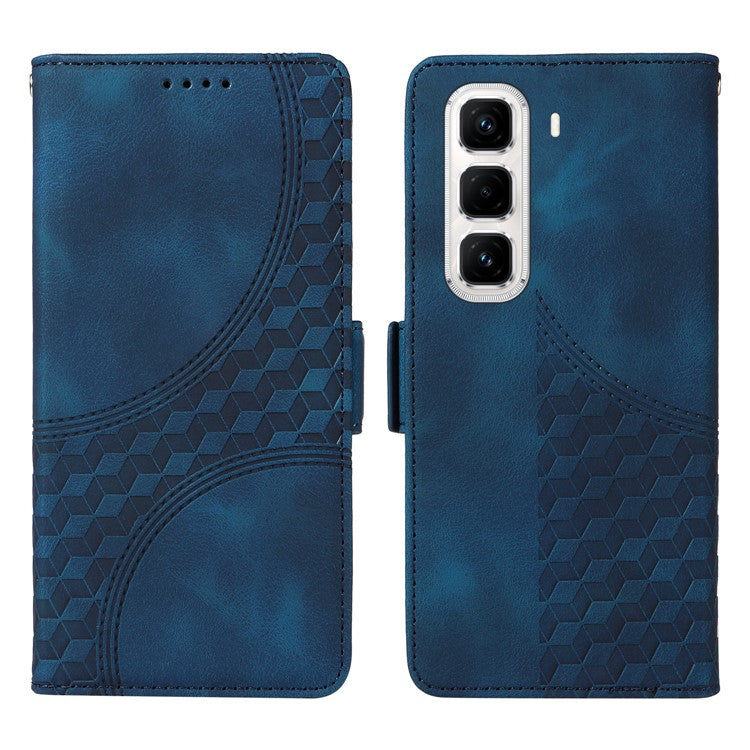 For Infinix Hot 50 Pro+ 4G Case PU Leather Phone Cover Rhombus Starry Imprinted - Blue