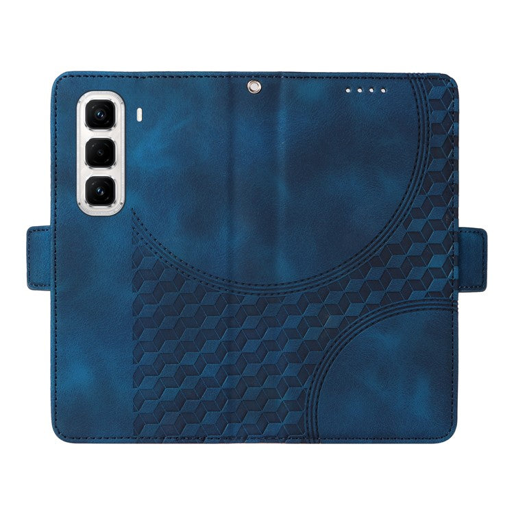 For Infinix Hot 50 Pro+ 4G Case PU Leather Phone Cover Rhombus Starry Imprinted - Blue