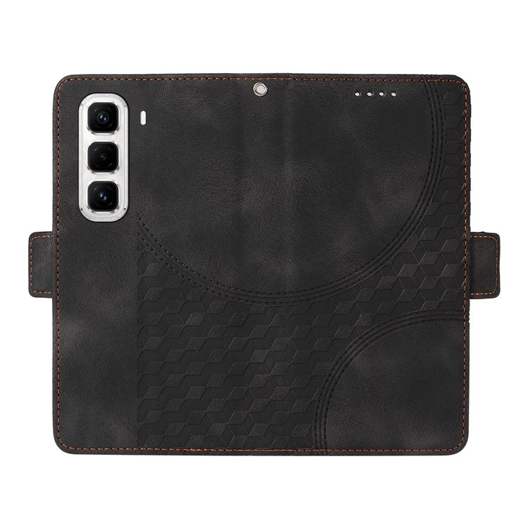 For Infinix Hot 50 Pro+ 4G Case PU Leather Phone Cover Rhombus Starry Imprinted - Black