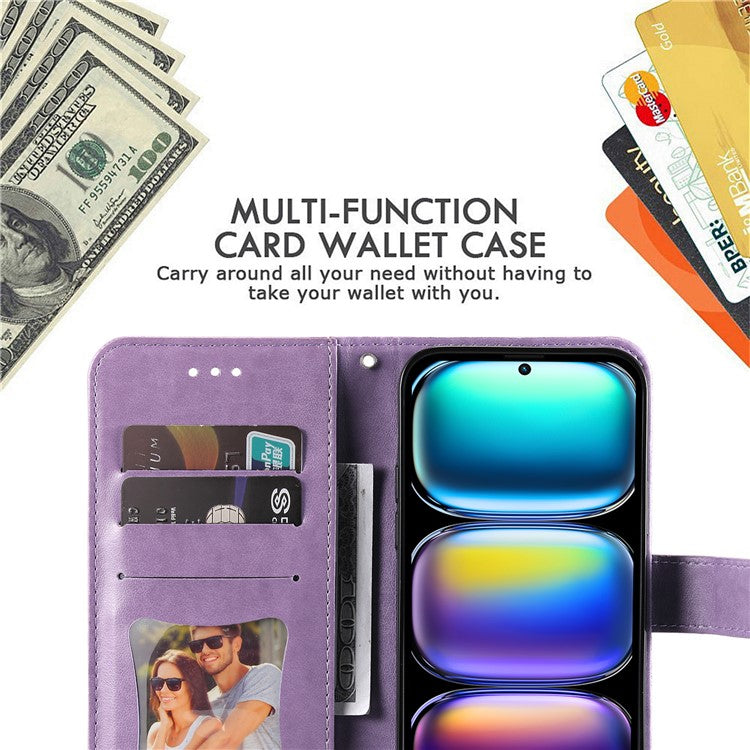 For Infinix Hot 50 Pro+ 4G Case PU Leather Wallet Floral Phone Cover Stand View - Purple