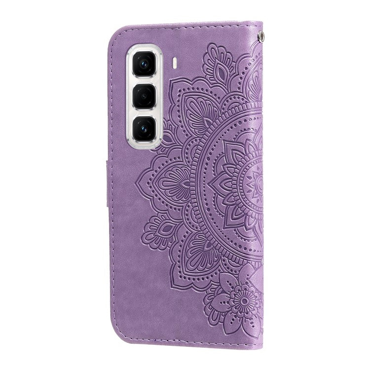 For Infinix Hot 50 Pro+ 4G Case PU Leather Wallet Floral Phone Cover Stand View - Purple