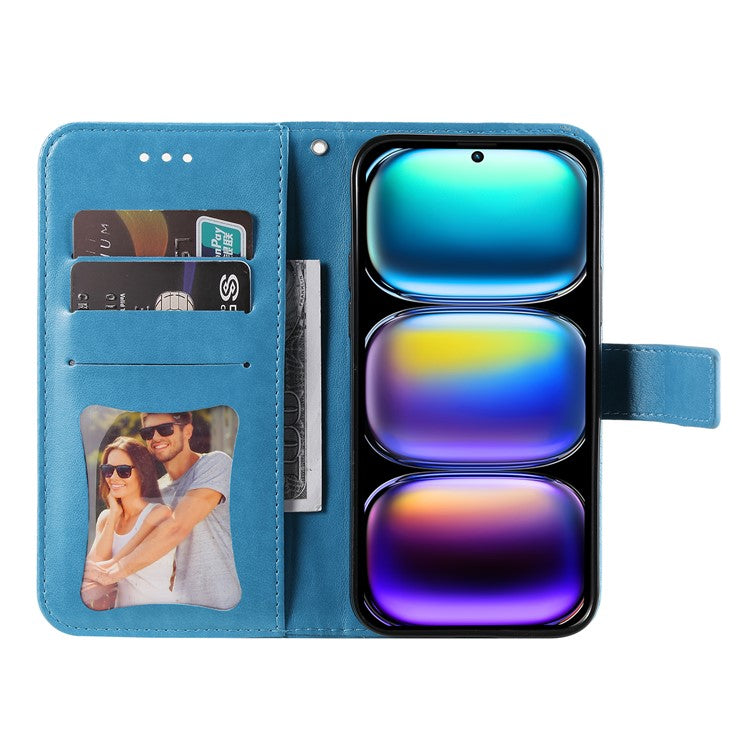 For Infinix Hot 50 Pro+ 4G Case PU Leather Wallet Floral Phone Cover Stand View - Blue