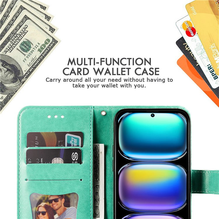 For Infinix Hot 50 Pro+ 4G Case PU Leather Wallet Floral Phone Cover Stand View - Green