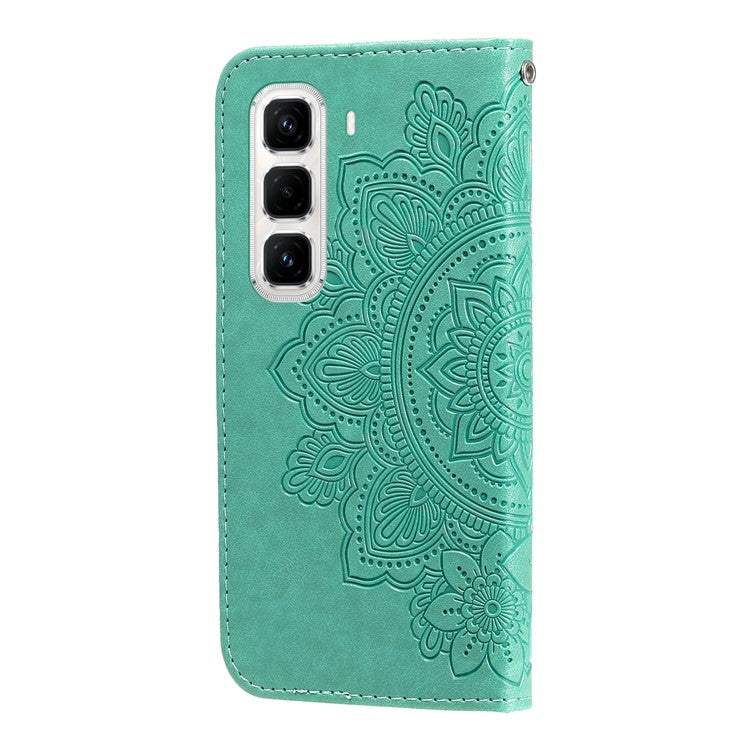 For Infinix Hot 50 Pro+ 4G Case PU Leather Wallet Floral Phone Cover Stand View - Green