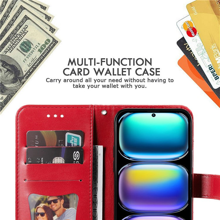 For Infinix Hot 50 Pro+ 4G Case PU Leather Wallet Floral Phone Cover Stand View - Red