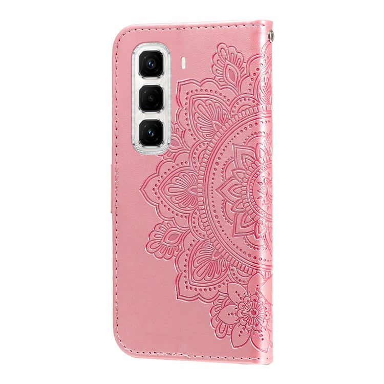For Infinix Hot 50 Pro+ 4G Case PU Leather Wallet Floral Phone Cover Stand View - Pink