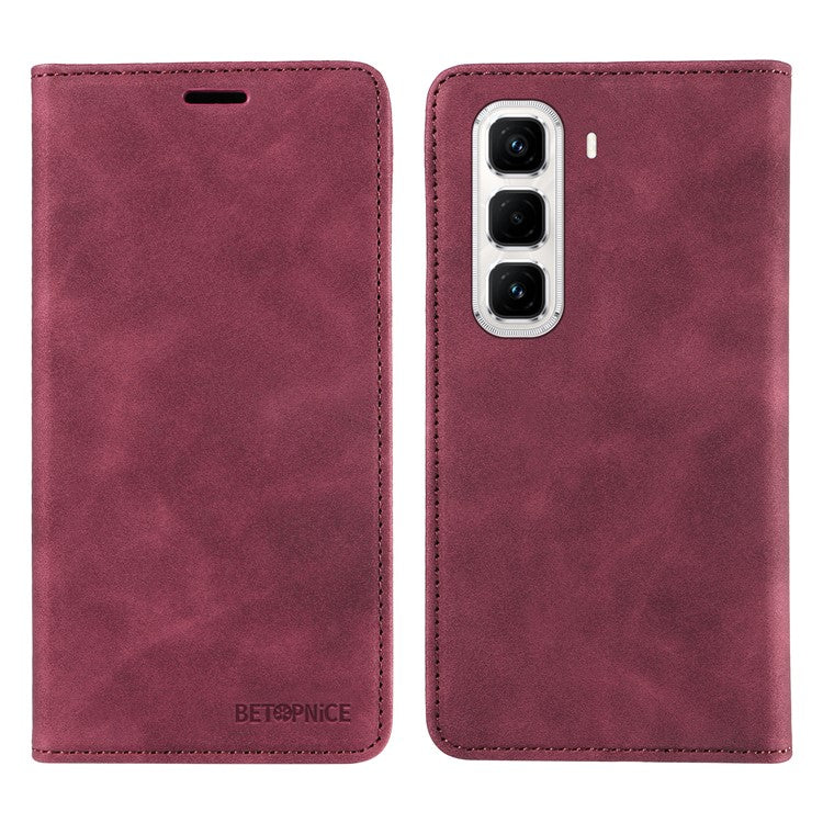 BETOPNICE 003 For Infinix Hot 50 Pro+ 4G Wallet Case Leather Phone Cover with Stand - Red