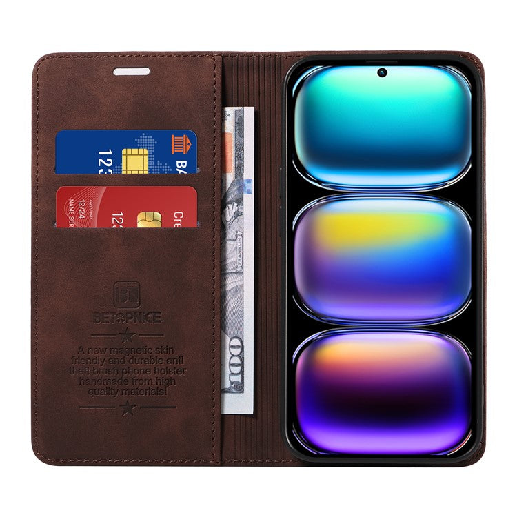 BETOPNICE 003 For Infinix Hot 50 Pro+ 4G Wallet Case Leather Phone Cover with Stand - Brown