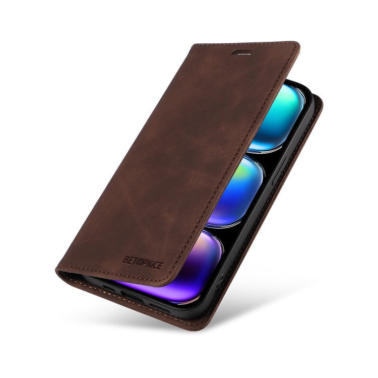 BETOPNICE 003 For Infinix Hot 50 Pro+ 4G Wallet Case Leather Phone Cover with Stand - Brown