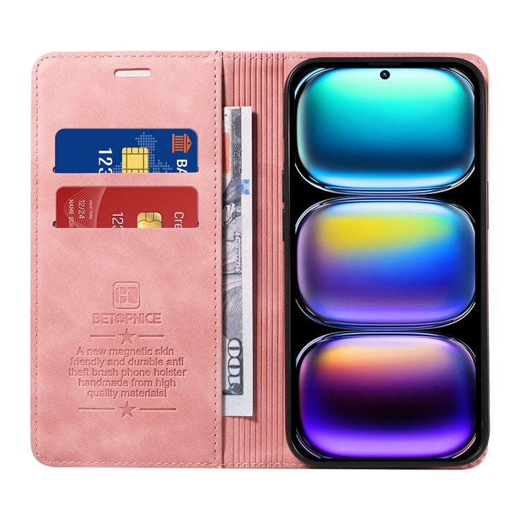 BETOPNICE 003 For Infinix Hot 50 Pro+ 4G Wallet Case Leather Phone Cover with Stand - Pink