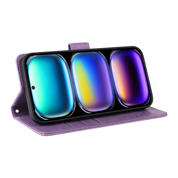 For Infinix Hot 50 Pro+ 4G Leather Case Butterfly Floral Imprint Wallet Stand Cover - Purple