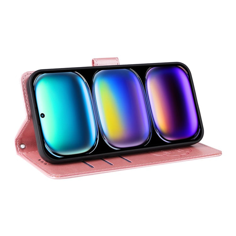 For Infinix Hot 50 Pro+ 4G Leather Case Butterfly Floral Imprint Wallet Stand Cover - Pink