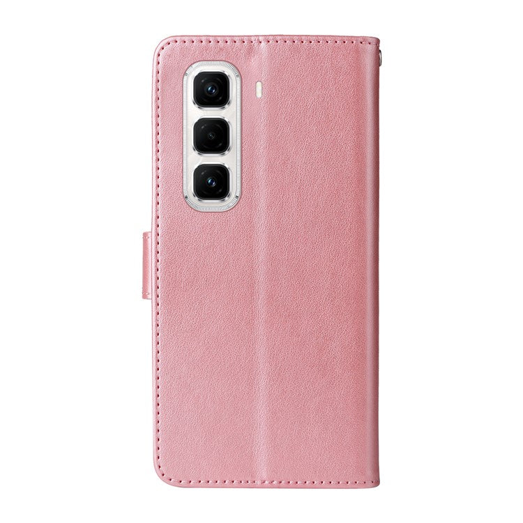 For Infinix Hot 50 Pro+ 4G Leather Case Butterfly Floral Imprint Wallet Stand Cover - Pink