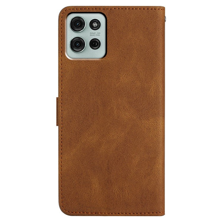 For Motorola Moto G75 5G Case Crazy Horse Texture PU Leather Wallet Stand Phone Cover - Brown