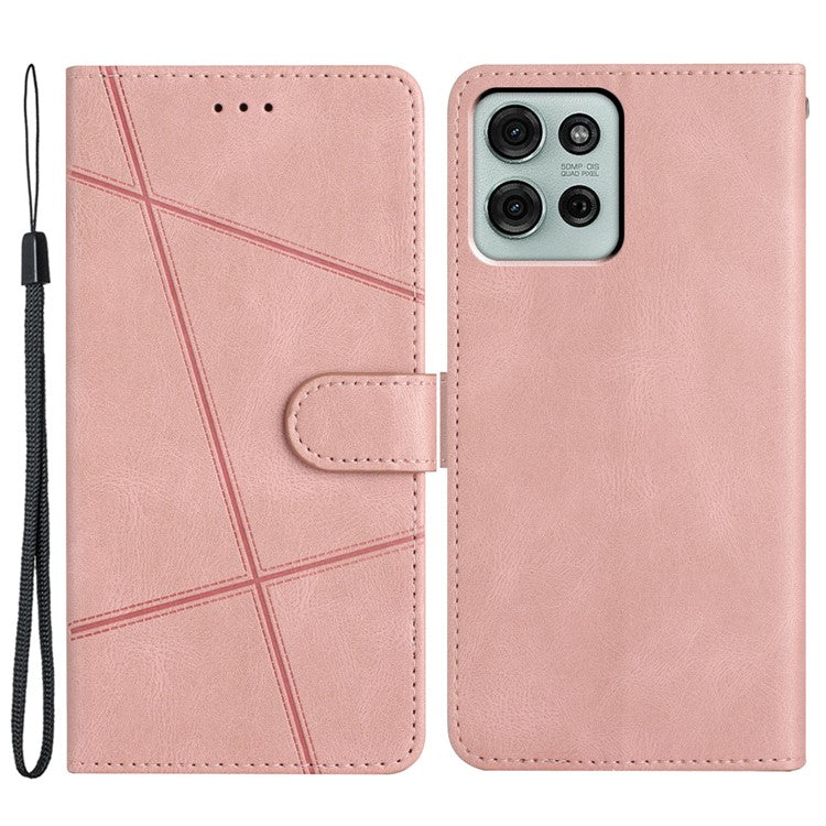 For Motorola Moto G75 5G Case Crazy Horse Texture PU Leather Wallet Stand Phone Cover - Rose Gold