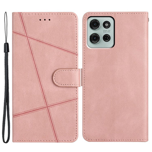 For Motorola Moto G75 5G Case Crazy Horse Texture PU Leather Wallet Stand Phone Cover - Rose Gold