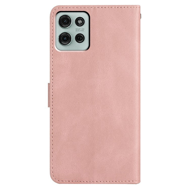For Motorola Moto G75 5G Case Crazy Horse Texture PU Leather Wallet Stand Phone Cover - Rose Gold
