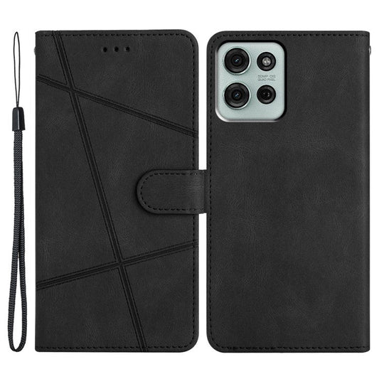 For Motorola Moto G75 5G Case Crazy Horse Texture PU Leather Wallet Stand Phone Cover - Black