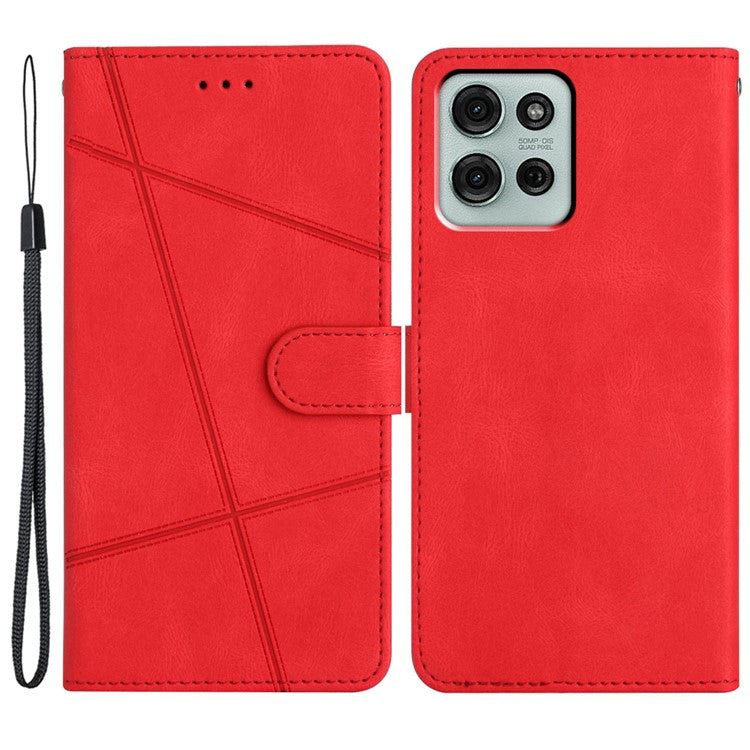 For Motorola Moto G75 5G Case Crazy Horse Texture PU Leather Wallet Stand Phone Cover - Red