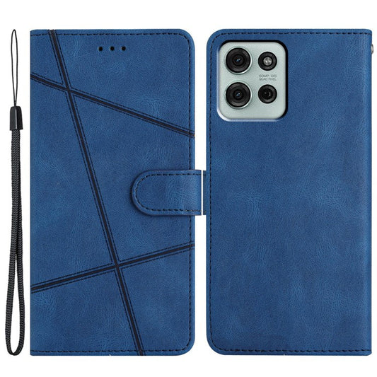 For Motorola Moto G75 5G Case Crazy Horse Texture PU Leather Wallet Stand Phone Cover - Blue