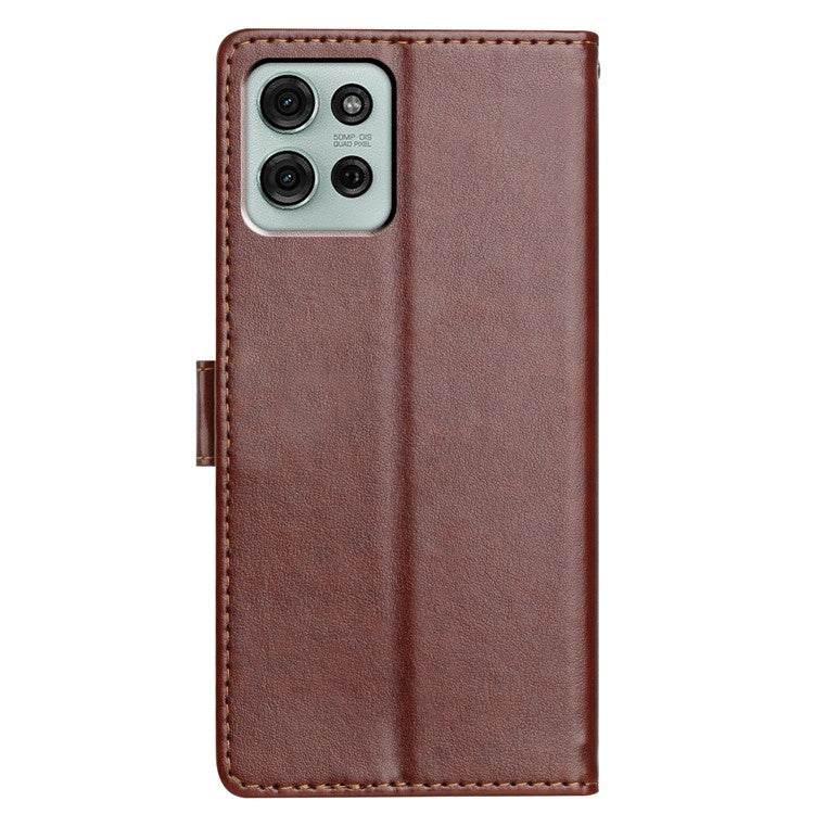 For Motorola Moto G75 5G Leather Case Wallet Stand Phone Cover with Handy Strap - Brown