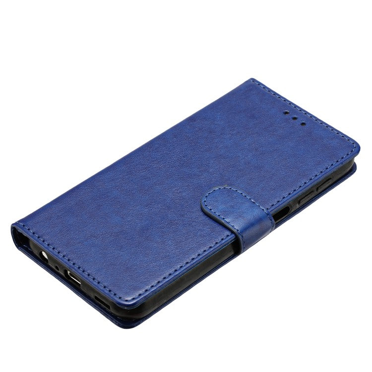 For Motorola Moto G75 5G Leather Case Wallet Stand Phone Cover with Handy Strap - Blue