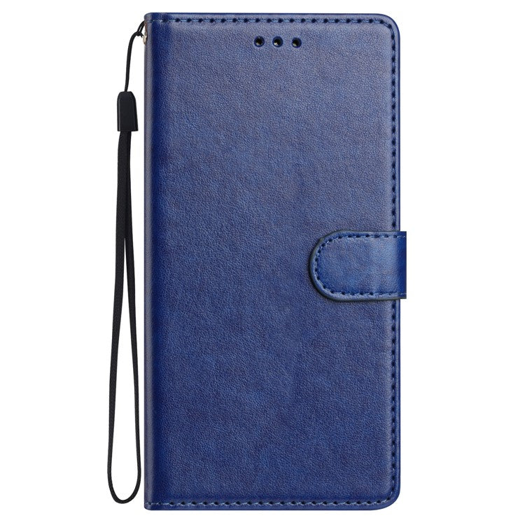 For Motorola Moto G75 5G Leather Case Wallet Stand Phone Cover with Handy Strap - Blue