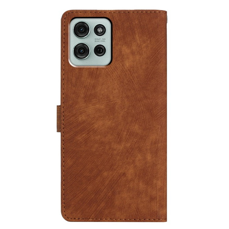 For Motorola Moto G75 5G Case with Card Clots Skin-Touch PU Leather Phone Cover Stand - Brown