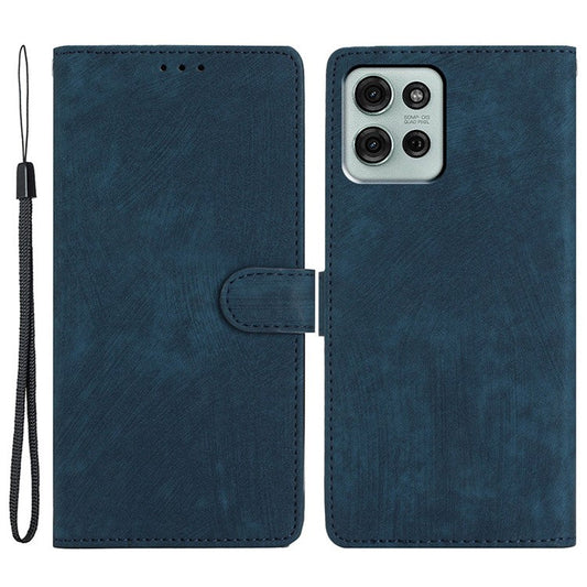 For Motorola Moto G75 5G Case with Card Clots Skin-Touch PU Leather Phone Cover Stand - Blue