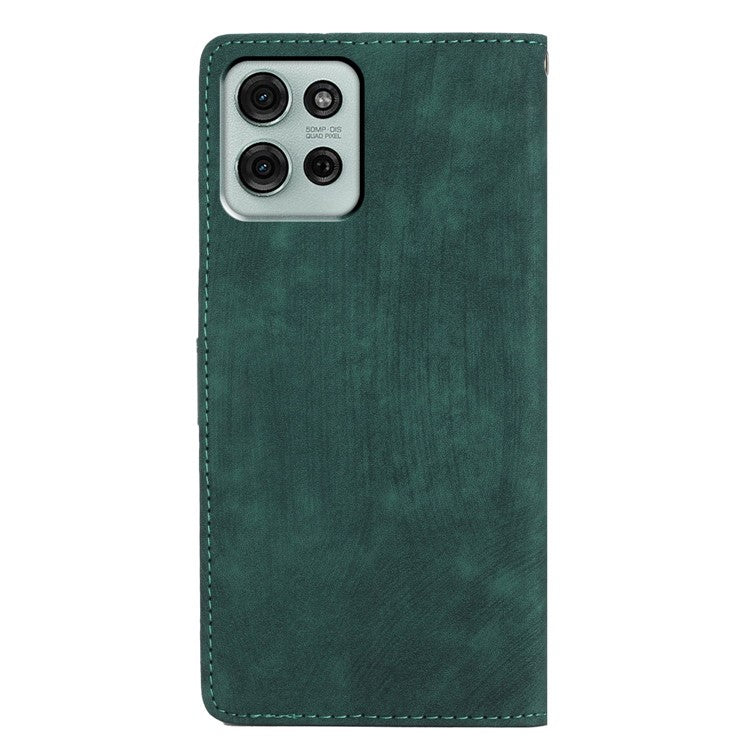 For Motorola Moto G75 5G Case with Card Clots Skin-Touch PU Leather Phone Cover Stand - Green