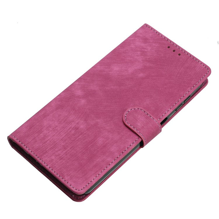 For Motorola Moto G75 5G Case with Card Clots Skin-Touch PU Leather Phone Cover Stand - Rose