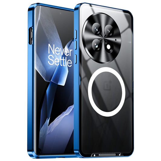 For OnePlus 13 Case Compatible with MagSafe Metal Frame Matte Phone Cover - Blue
