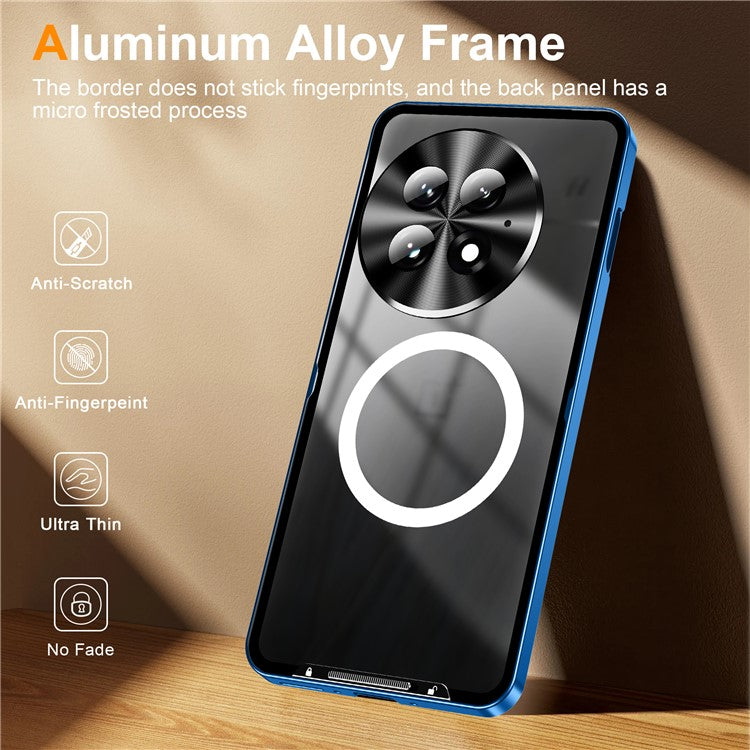 For OnePlus 13 Case Compatible with MagSafe Metal Frame Matte Phone Cover - Blue