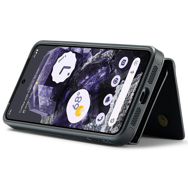 DG.MING M6 Series For Google Pixel 8 Case Magnetic Wallet PU+PC+TPU Phone Cover - Black