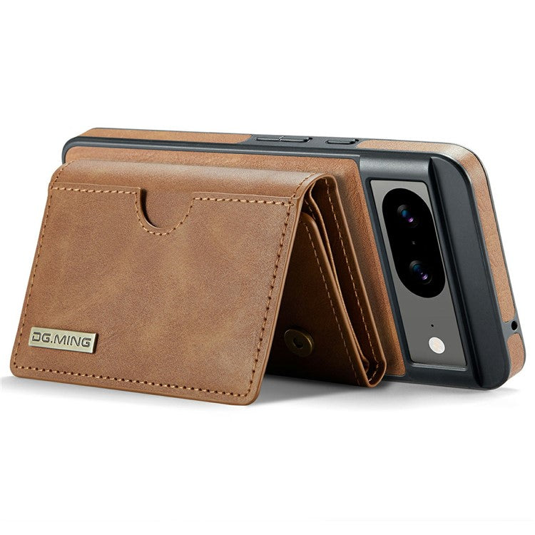 DG.MING M6 Series For Google Pixel 8 Case Magnetic Wallet PU+PC+TPU Phone Cover - Brown