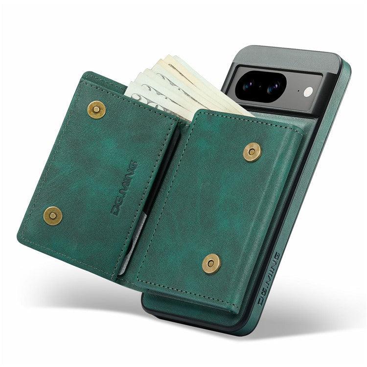 DG.MING M6 Series For Google Pixel 8 Case Magnetic Wallet PU+PC+TPU Phone Cover - Green