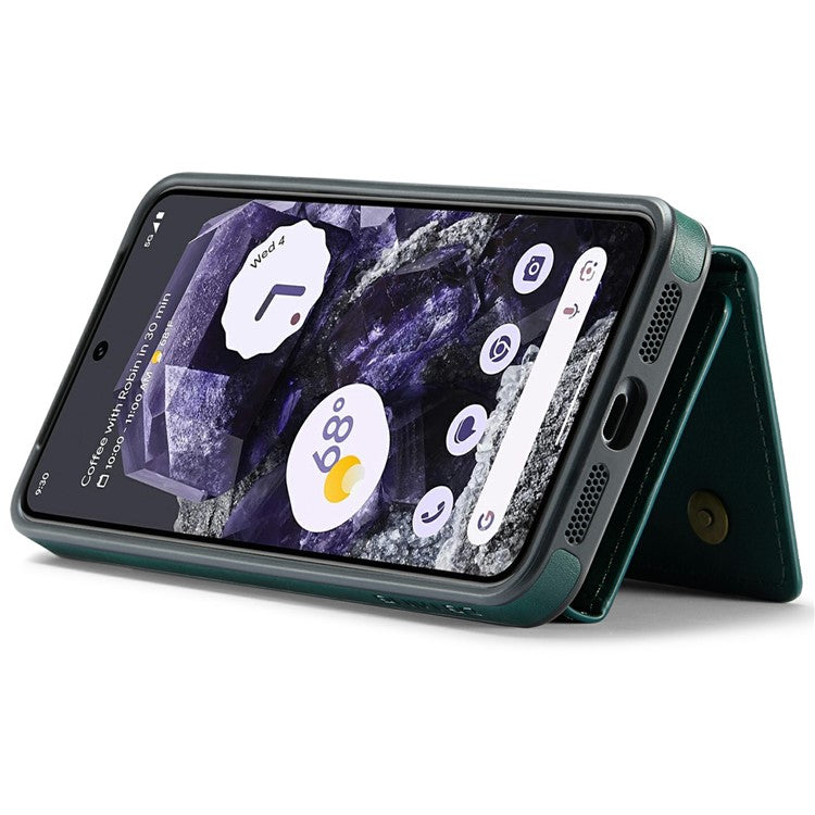 DG.MING M6 Series For Google Pixel 8 Case Magnetic Wallet PU+PC+TPU Phone Cover - Green