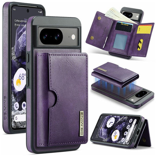 DG.MING M6 Series For Google Pixel 8 Case Magnetic Wallet PU+PC+TPU Phone Cover - Purple