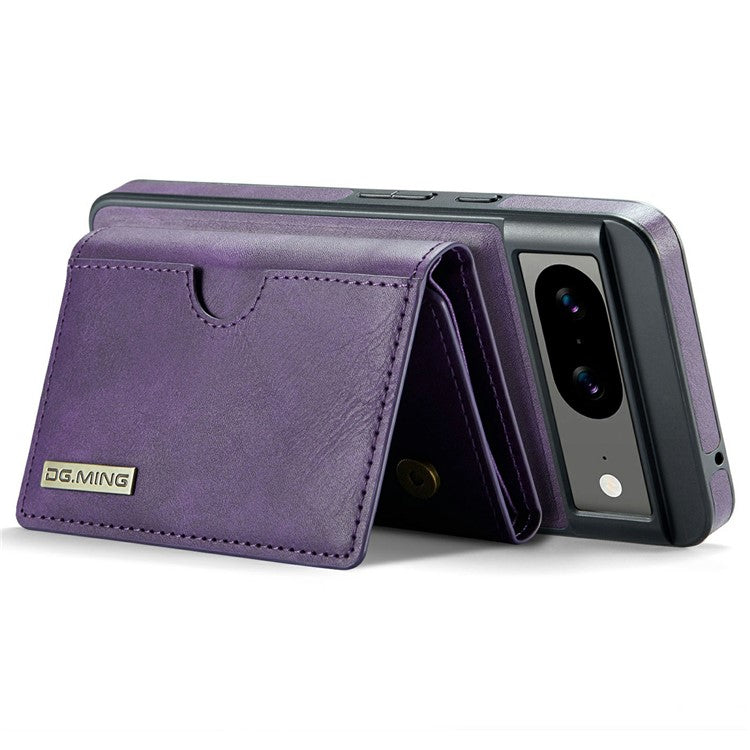 DG.MING M6 Series For Google Pixel 8 Case Magnetic Wallet PU+PC+TPU Phone Cover - Purple